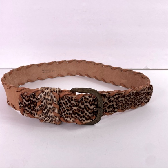 Tan‎ Leather Leopard Wide Belt - Picture 1 of 12